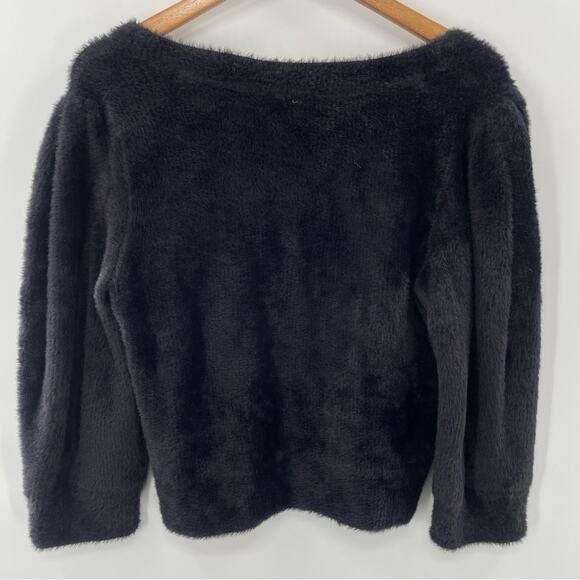 Free People Grunge Boho Moonbeam 3/4 Puff Sleeve Pullover Cropped Sweater Black - Picture 12 of 16